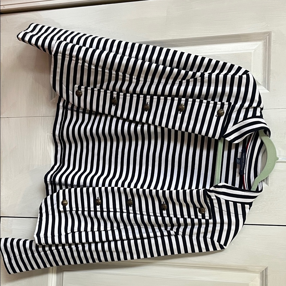 Tommy Hilfiger Black and White Striped Blazer
